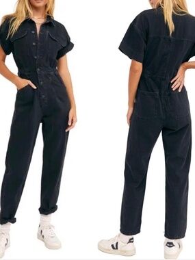 Free People we the free $168 Marci jumpsuit in washed black XS